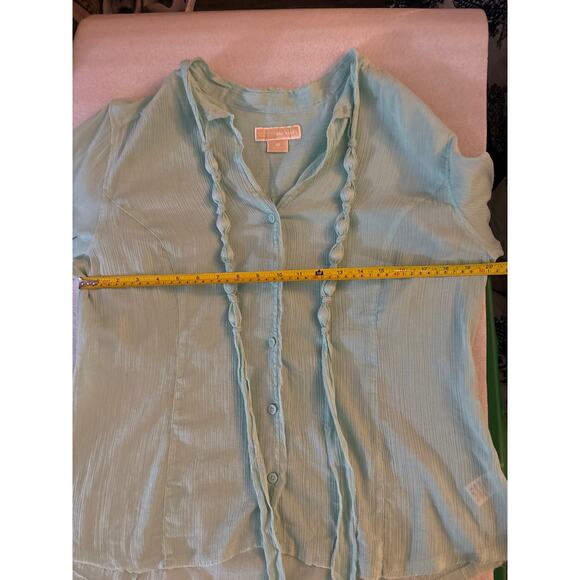 MICHAEL Michael Kors Mint Green Raw Hem High/Low Blouse 16 Quiet Luxury Classic - Picture 8 of 11